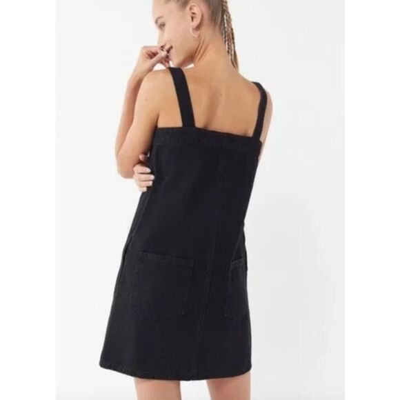 Urban Outfitters Denim Overall Black Jean Button Front Dress Size Small - Picture 5 of 8